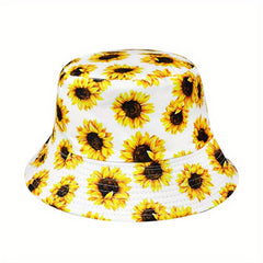 Men's Sunflower Print Bucket Hat Outdoor Sun Hat