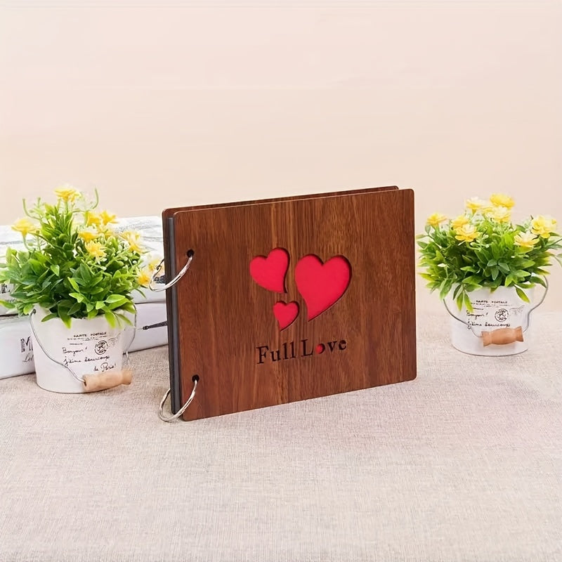 Vintage Wooden Scrapbook Album 30 Sheets DIY Memory Book Love Footprint
