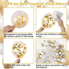 Platinum Balloon Garland Arch Kit With Golden Confetti Balloons