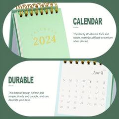 Green Mini Desk Calendar for Office and School Use