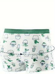 2pcs Boy's Boxer Briefs Cartoon Cactus Print Elastic Waist Shorts