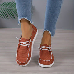 Women's Corduroy Loafers Slip On Flat Solid Shoes