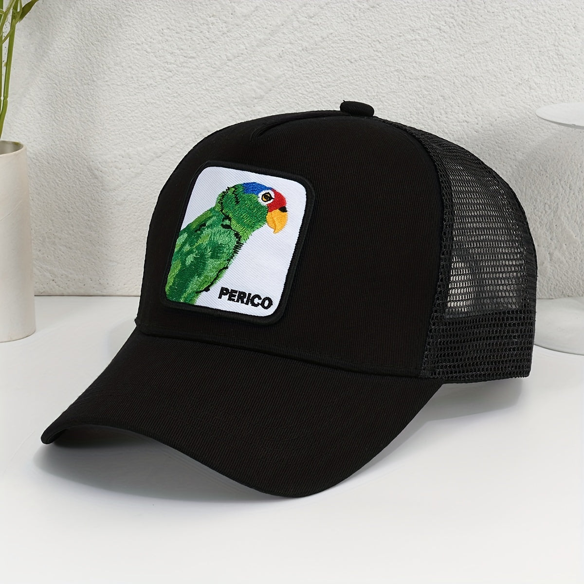 Parrot Patch Baseball Cap Mesh Trucker Hat Adjustable Sunscreen Dad Hats