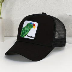 Parrot Patch Baseball Cap Mesh Trucker Hat Adjustable Sunscreen Dad Hats