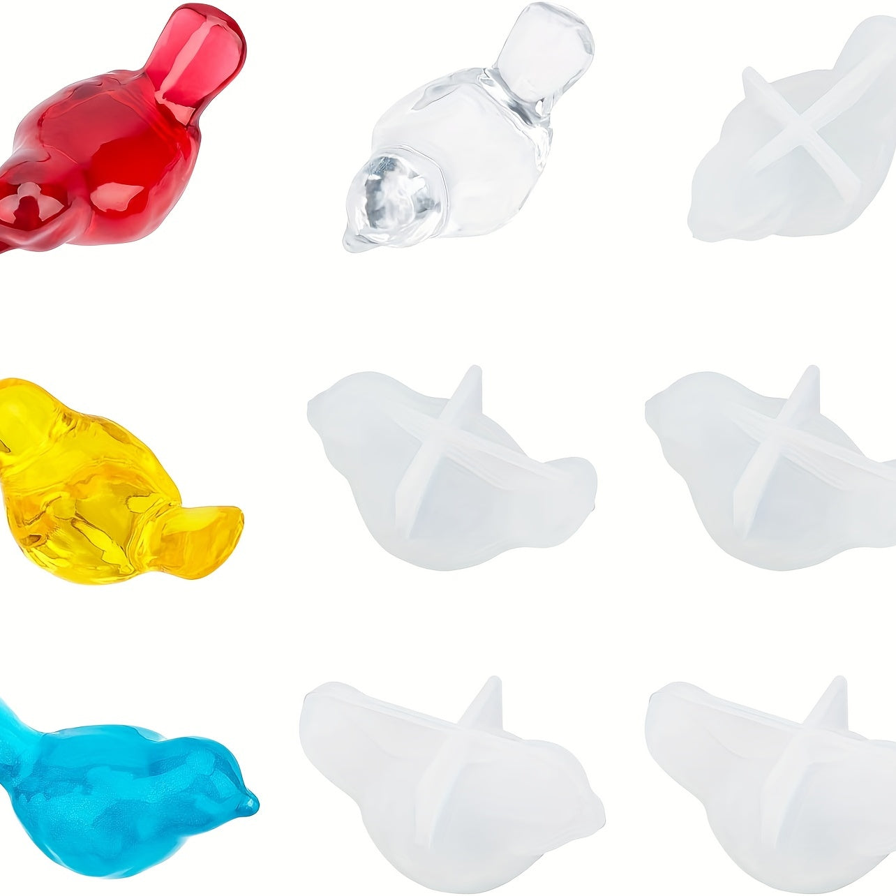 Bird Crystal Epoxy Resin Mold 3D Animal Pendant Set Silicone Mold