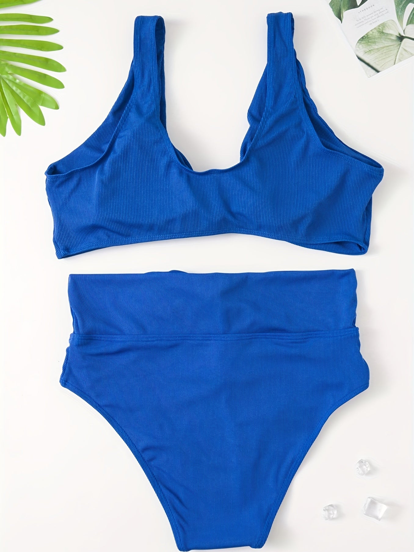 Ribbed Bow Knot Cut Out Bikini Set