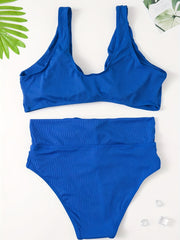 Ribbed Bow Knot Cut Out Bikini Set