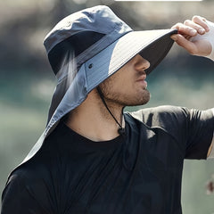 UV Protection Wide Brim Bucket Hat Face Cover Outdoor Sunscreen Hat