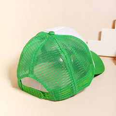 Butterfly Letter Print Trucker Hat Green Baseball Cap Mesh Breathable Dad Hats