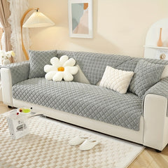 Plaid Sherpa Fleece Sofa Slipcover Solid Warm Cozy Sectional Sofa Covers