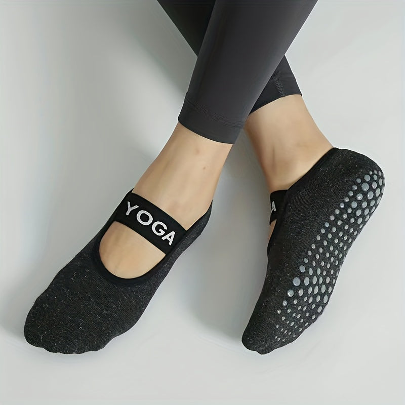 Letter Pattern Backless Yoga Socks with Extra Grips