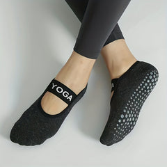 Letter Pattern Backless Yoga Socks with Extra Grips