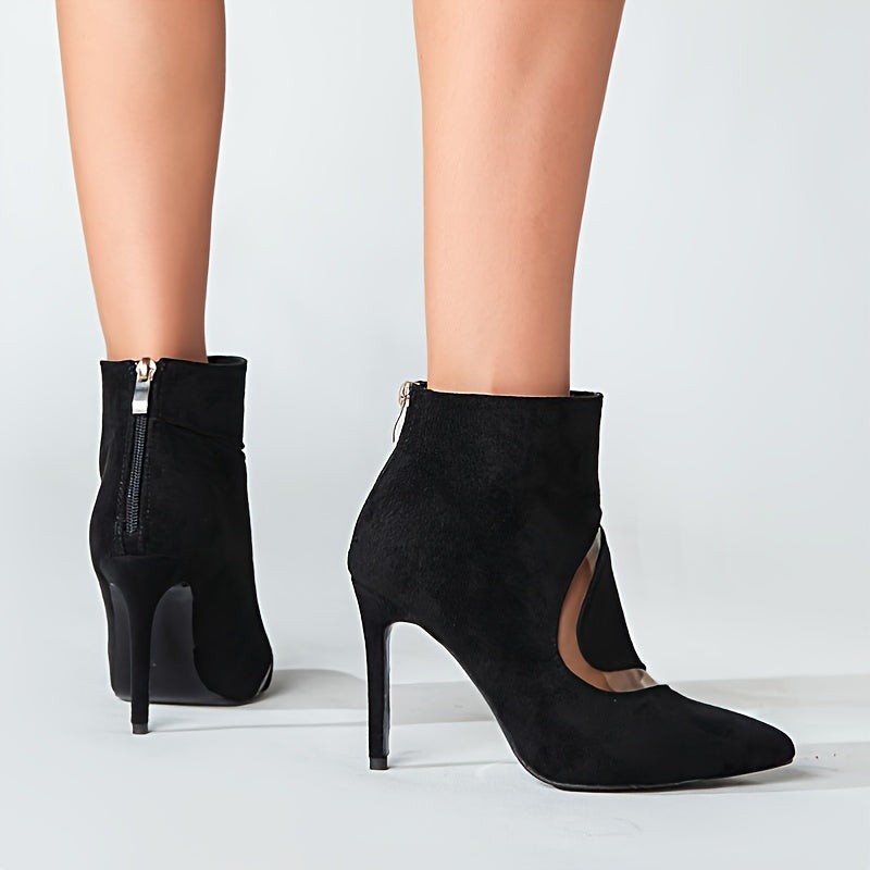 Women's Pointed Toe Ankle Boots Stiletto Heel Zipper Back Pumps