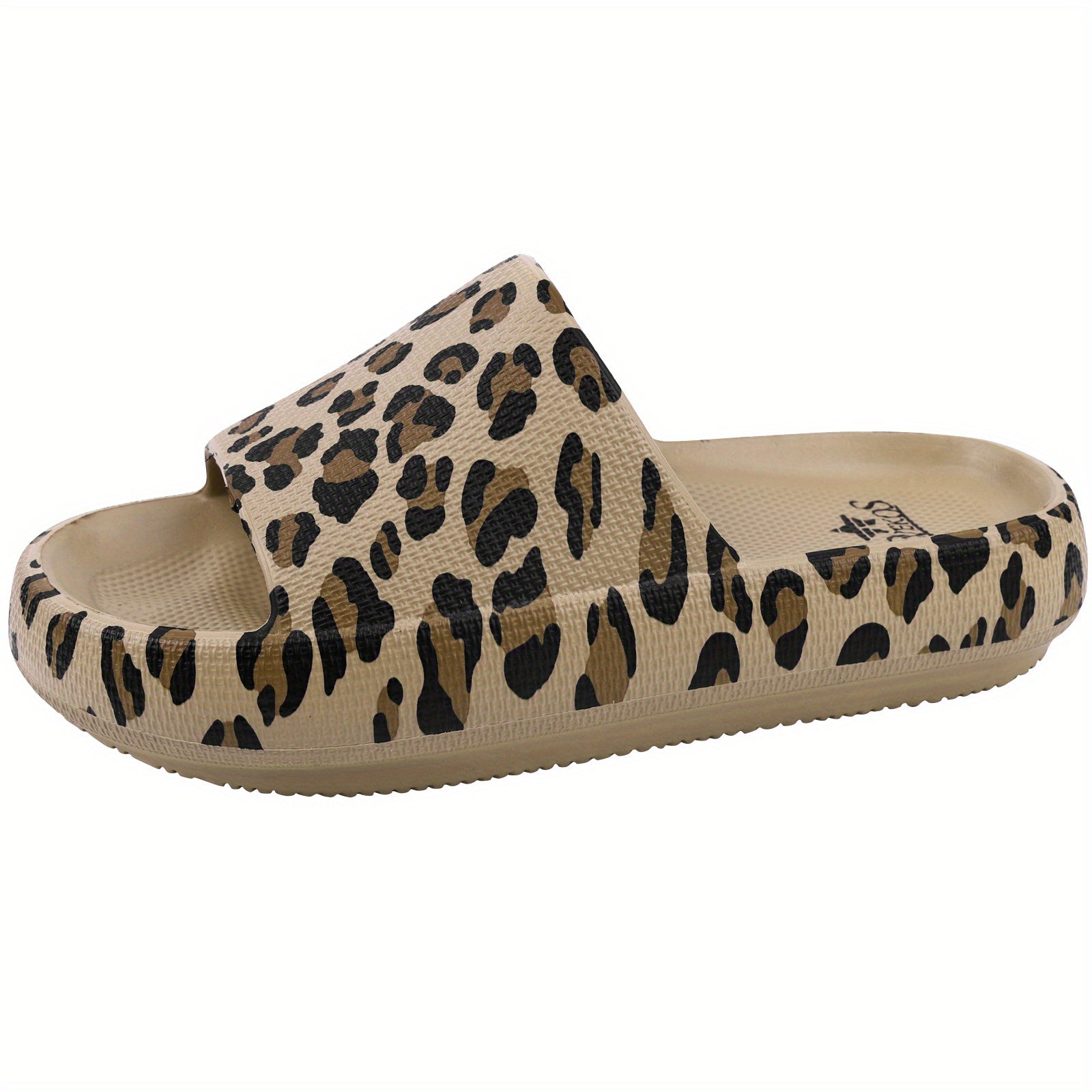 Leopard Print Flat Slides Women's Comfort Slip On Shoes