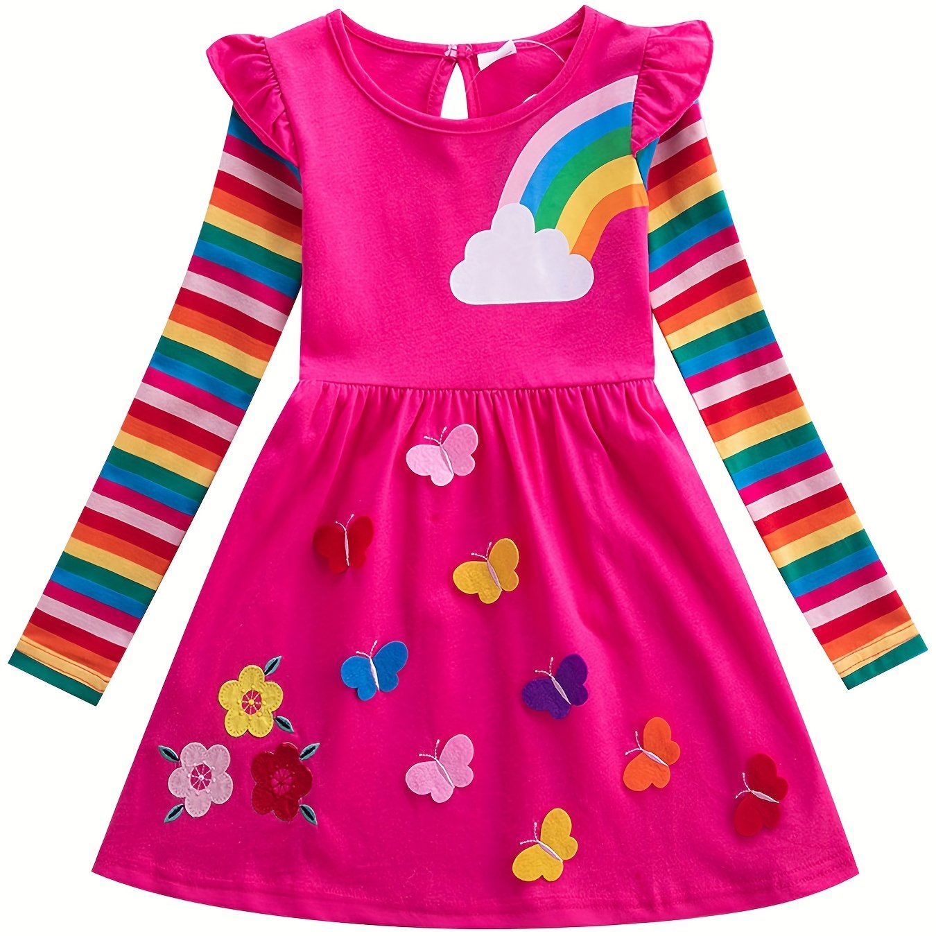 Girls Rainbow Unicorn Dress with Pockets