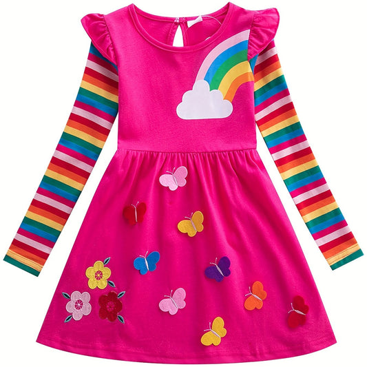 Girls Rainbow Unicorn Dress with Pockets