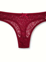 6pcs Lace Hipster Panties Bow Tie Women's Underwear