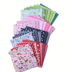 100pcs 9x9 Bright Square Fabric Quilting Printing DIY Hand Sewn Flower Cloth