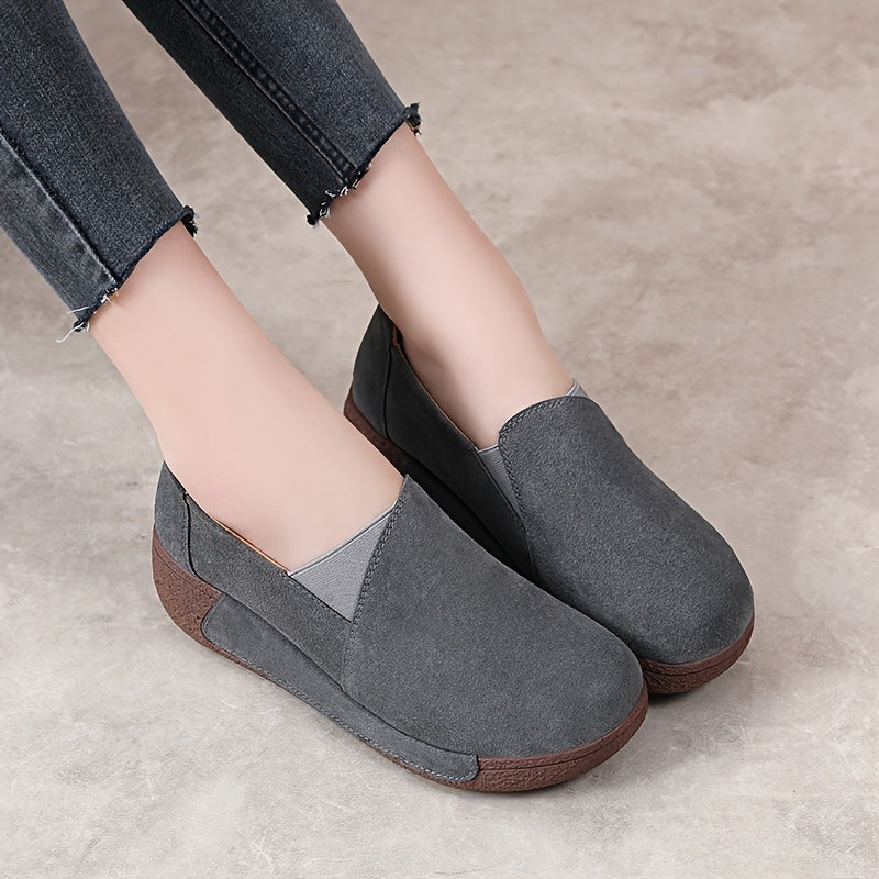 Women's Platform Slip On Loafers Solid Comfortable Non Slip Shoes