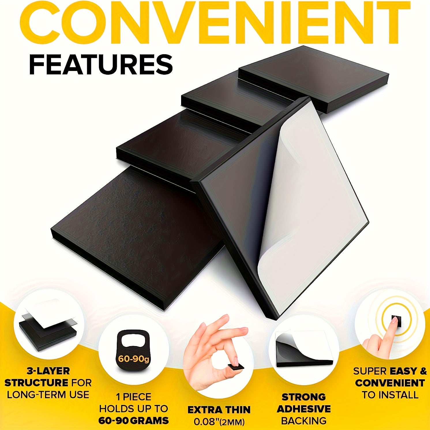 Self Adhesive Magnetic Squares 4.5x4.5 - Flexible Sticky Magnets