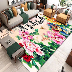 Soft Oriental Floral Area Rug Non Slip TPR Base