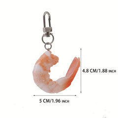 Simulated Shrimp Keychain Fun Food Pendant For Bags Purses And Keys