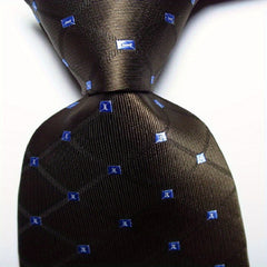 Plaid Dot Style Tie Men's Necktie Set Dark Red Brown Jacquard Woven