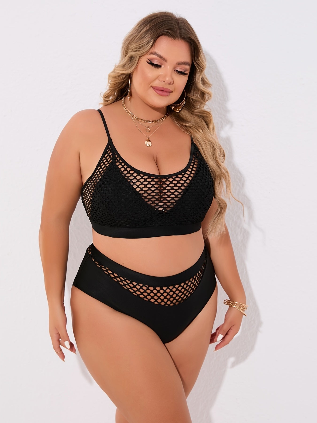 Fishnet Bikini Set High Stretch Two Piece Swimsuit