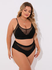 Fishnet Bikini Set High Stretch Two Piece Swimsuit
