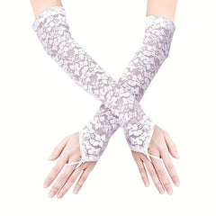 Lace Long Gloves Sexy Stage Performance Finger Sleeves Gloves For Women