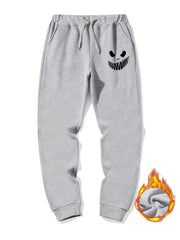 Men s Monster Smile Print Drawstring Fleece Sweatpants