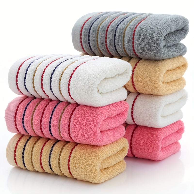 4pcs Striped Hand Towels Set Soft Cotton Face Towel Highly Absorbent