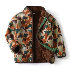 Baby Boys' Dino Printed Fleece Jacket Winter Coat