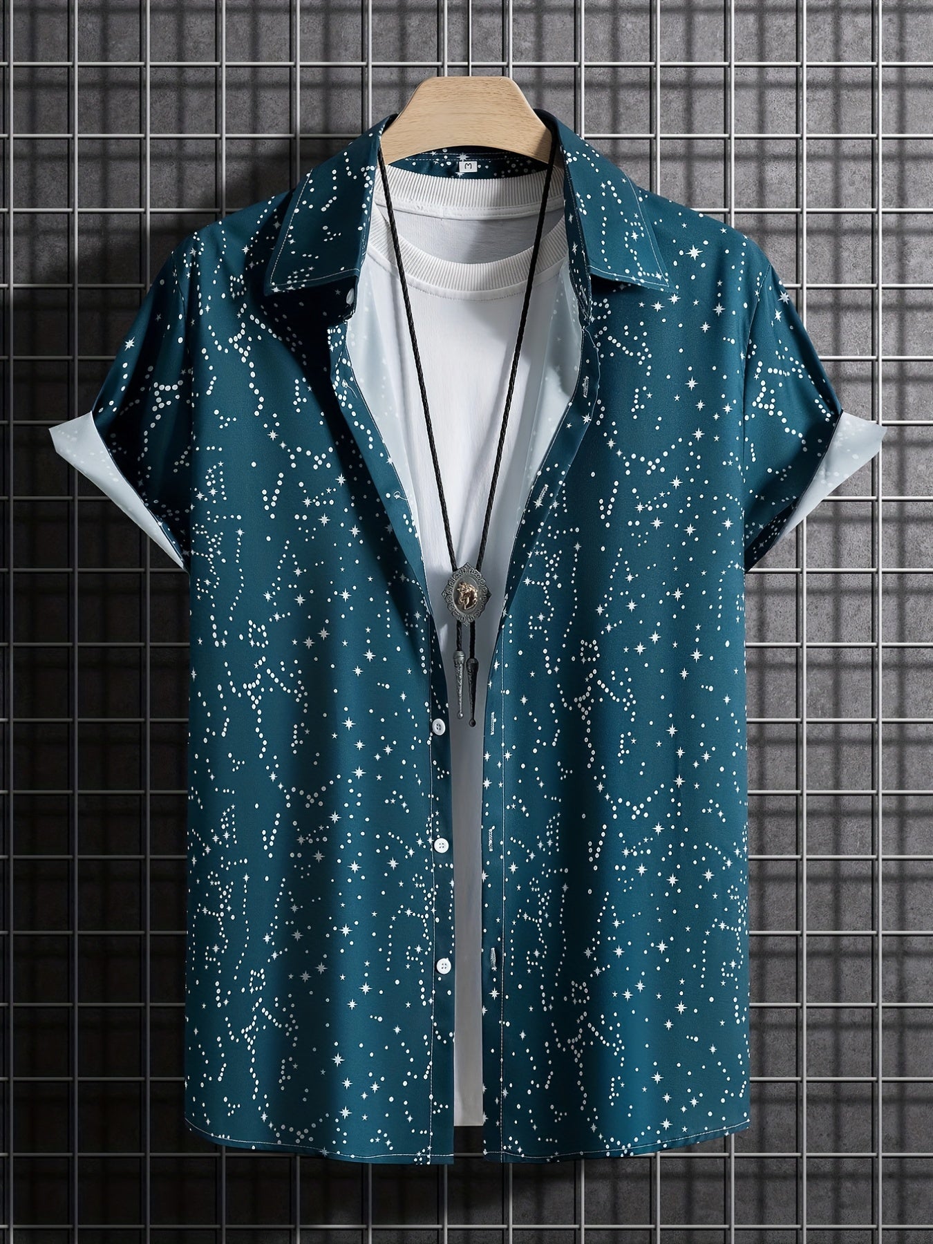 Milky Way Pattern Hawaiian Shirt Men's Casual Short Sleeve Shirt