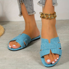 Flat Slide Sandals Open Toe Slip On Casual Slide Shoes