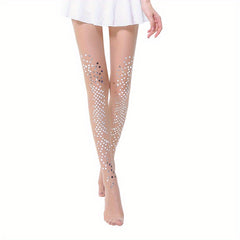 Sequin Decor High Waist Sheer Footed Pantyhose