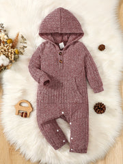 Infant Hooded Jumpsuit Long Sleeve Casual Romper