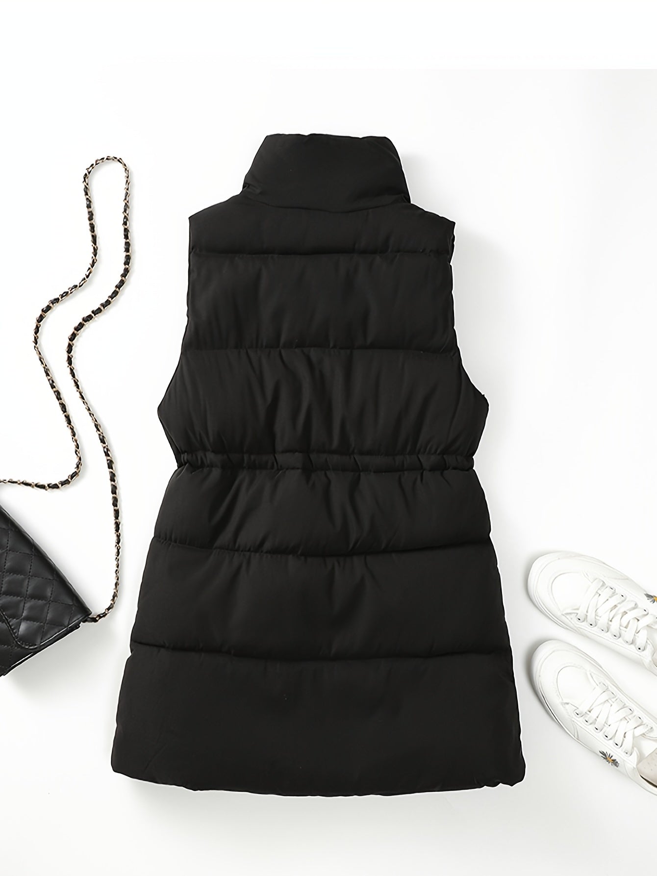 Sleeveless Warm Vest Zip Up Casual Solid