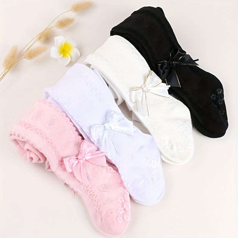Girl's Non-slip Pantyhose with Bow Decoration
