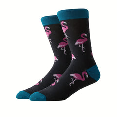 5 Pairs Flamingo Pattern Socks Breathable Mid Tube Women's Stockings