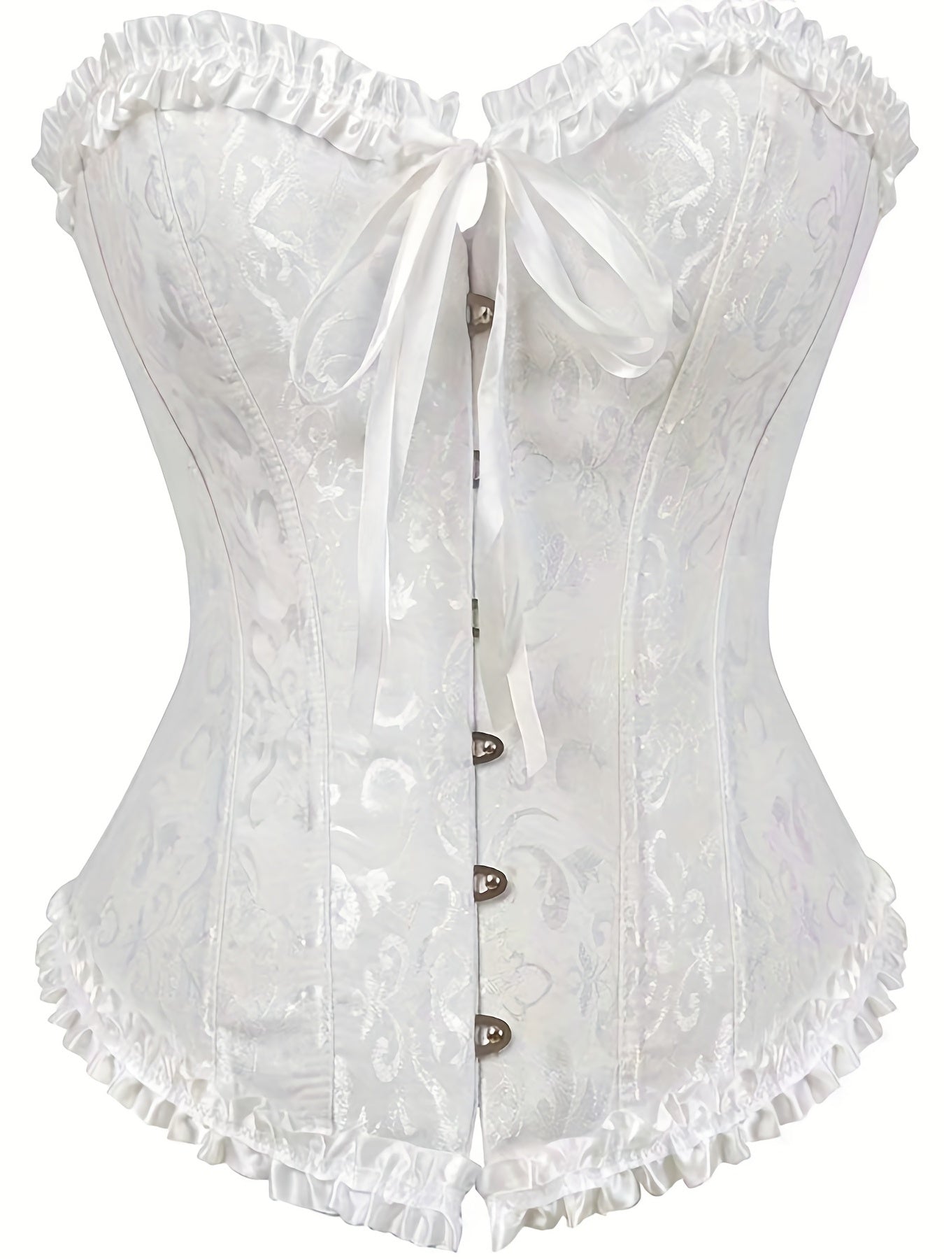 Strapless Corset Bustier Tummy Control Lace Up Jacquard Body Shaper