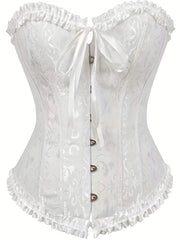 Strapless Corset Bustier Tummy Control Lace Up Jacquard Body Shaper