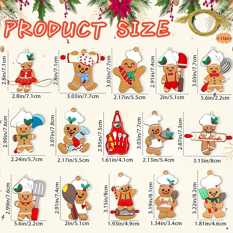 36pcs Gingerbread House Christmas Tree Ornaments Holiday Decoration