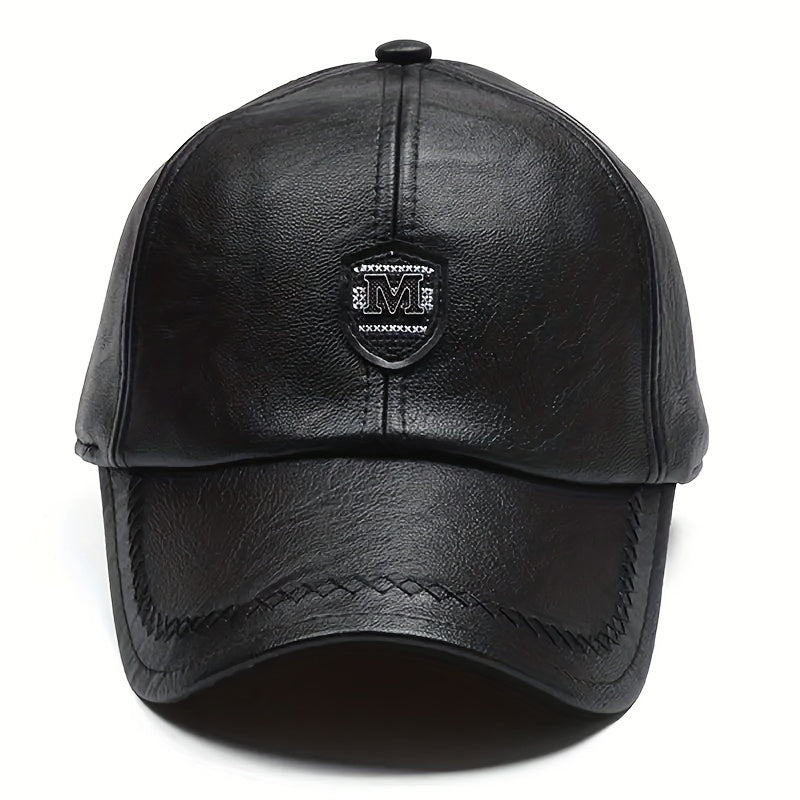 Men's British PU Leather Baseball Cap Adjustable Breathable Hat