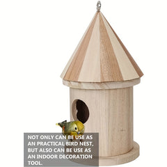 Wooden Aviary Bird Feeder Painted Pendant Heart Circular Pattern