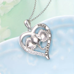 Girl's Elephant Pendant Necklace Heart Shaped Animal Necklace