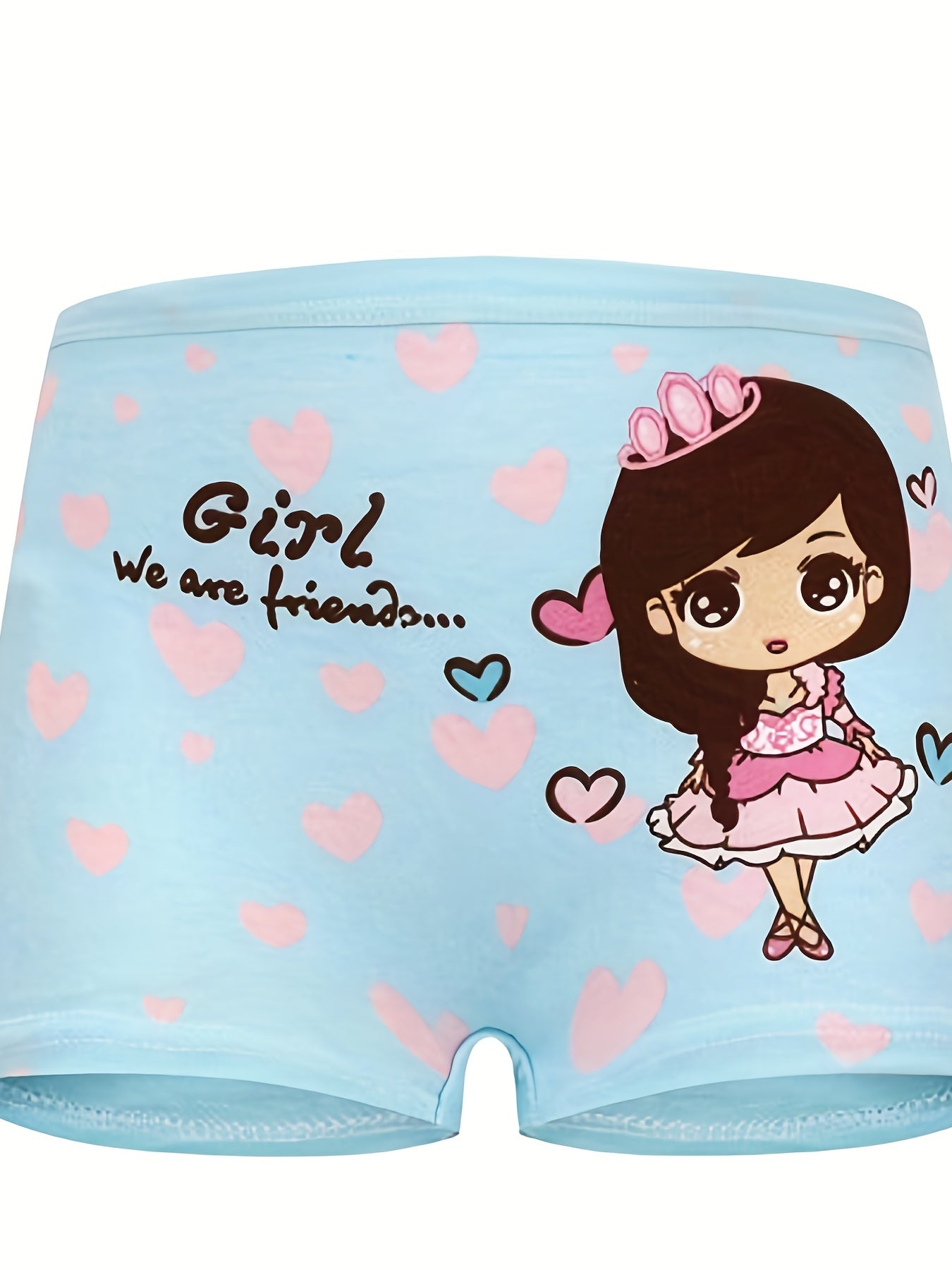4pcs Girl's Cotton Boxer Briefs Cartoon Pattern Shorts