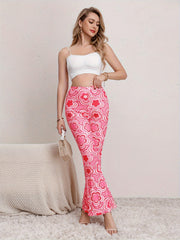 Flower Print Flare Leg Pants High Stretch Yoga Sports Bootcut Leggings
