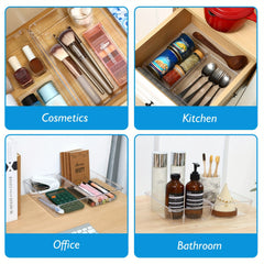 3pc Transparent Drawer Storage Box Plastic Tray with 15 Silicone Pads