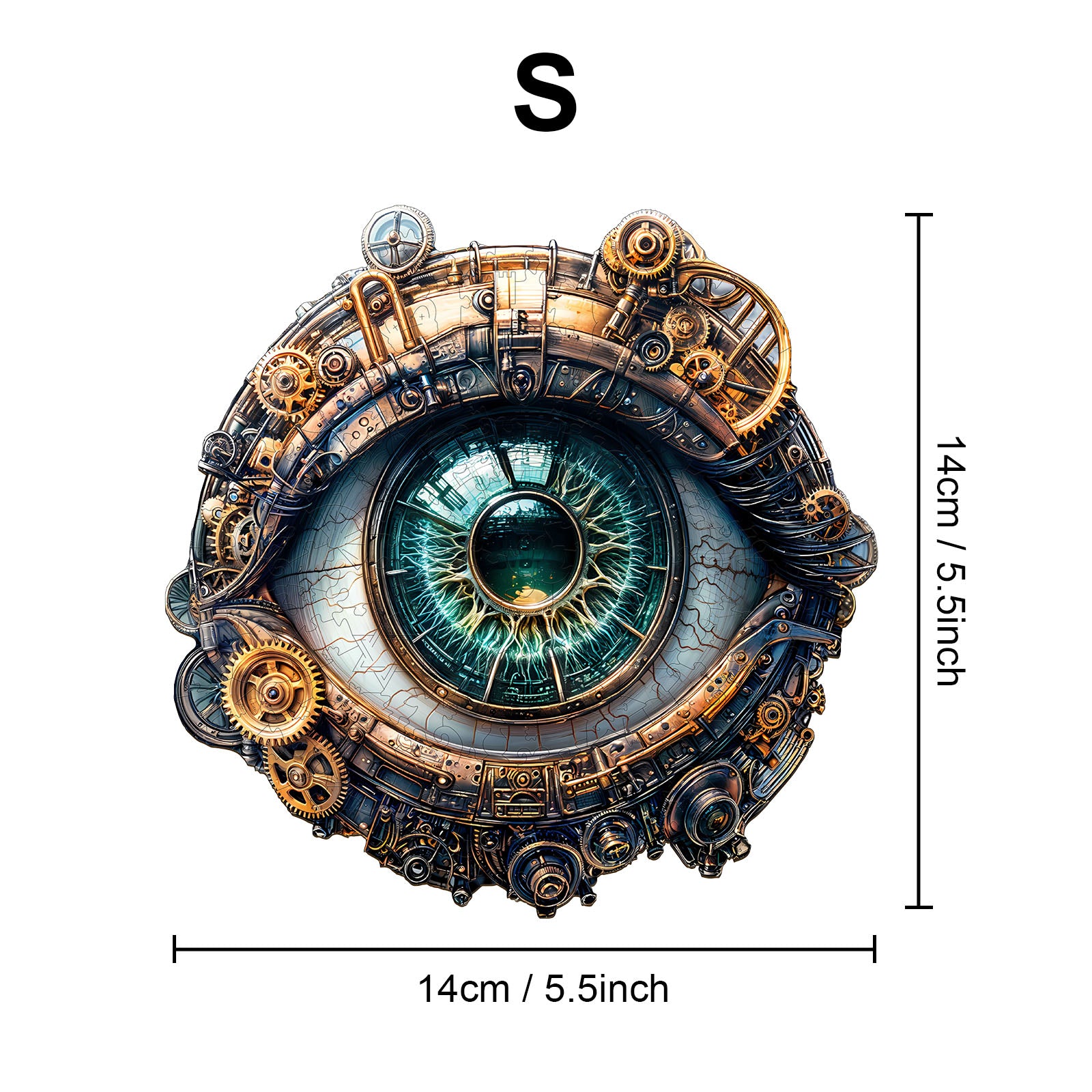 Steampunk Mechanical Eye Wooden Jigsaw Puzzle - Unique Animal Shapes
